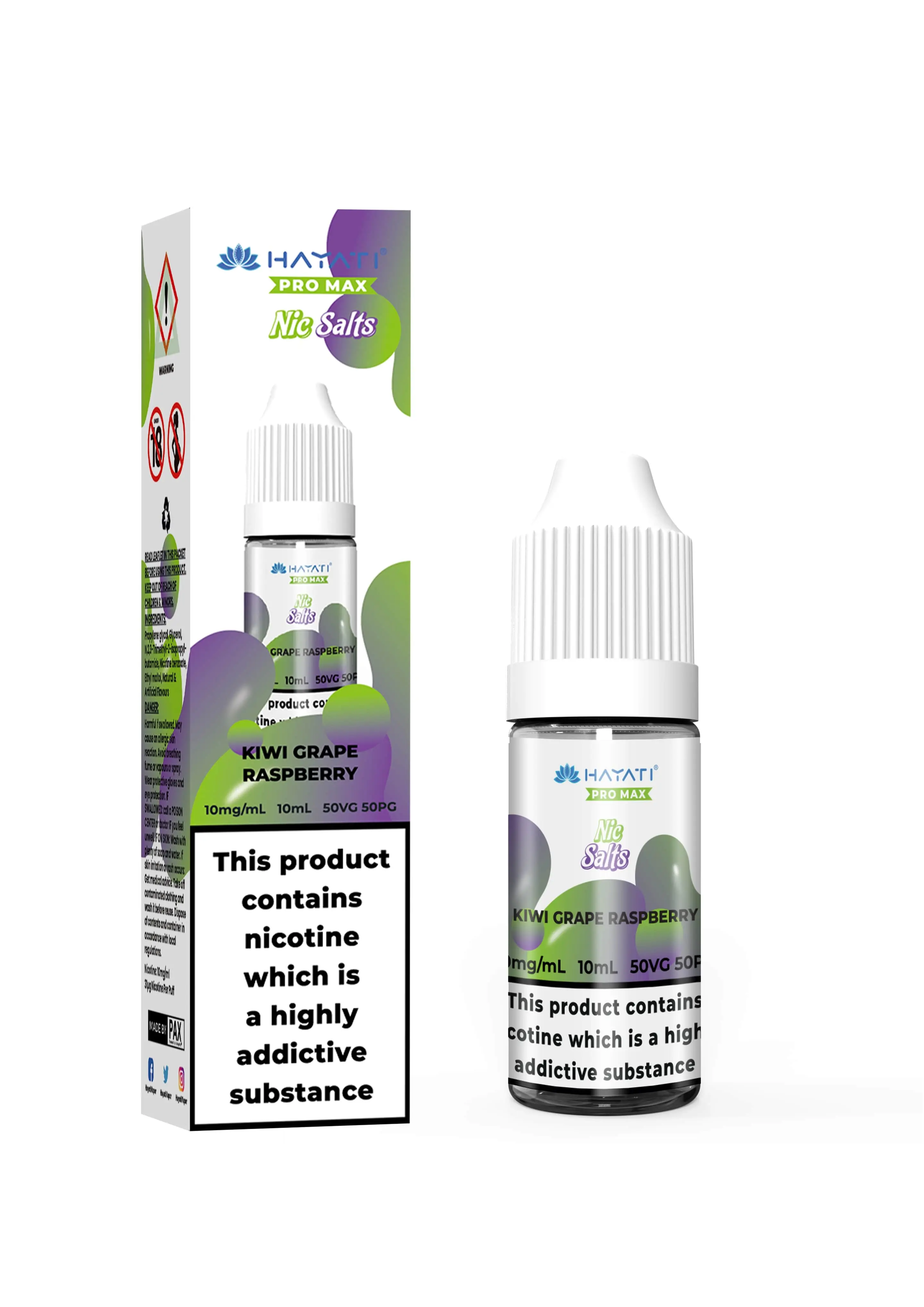 Kiwi Grape Raspberry Nic Salt E-Liquid by Hayati Crystal Pro Max 10ml